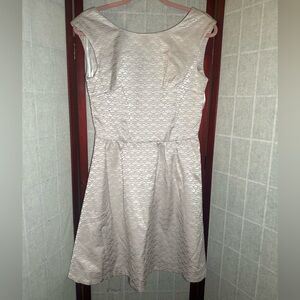 H&M Mauve Textured Structured Classic Fit and Flare Dress Womens Size 8